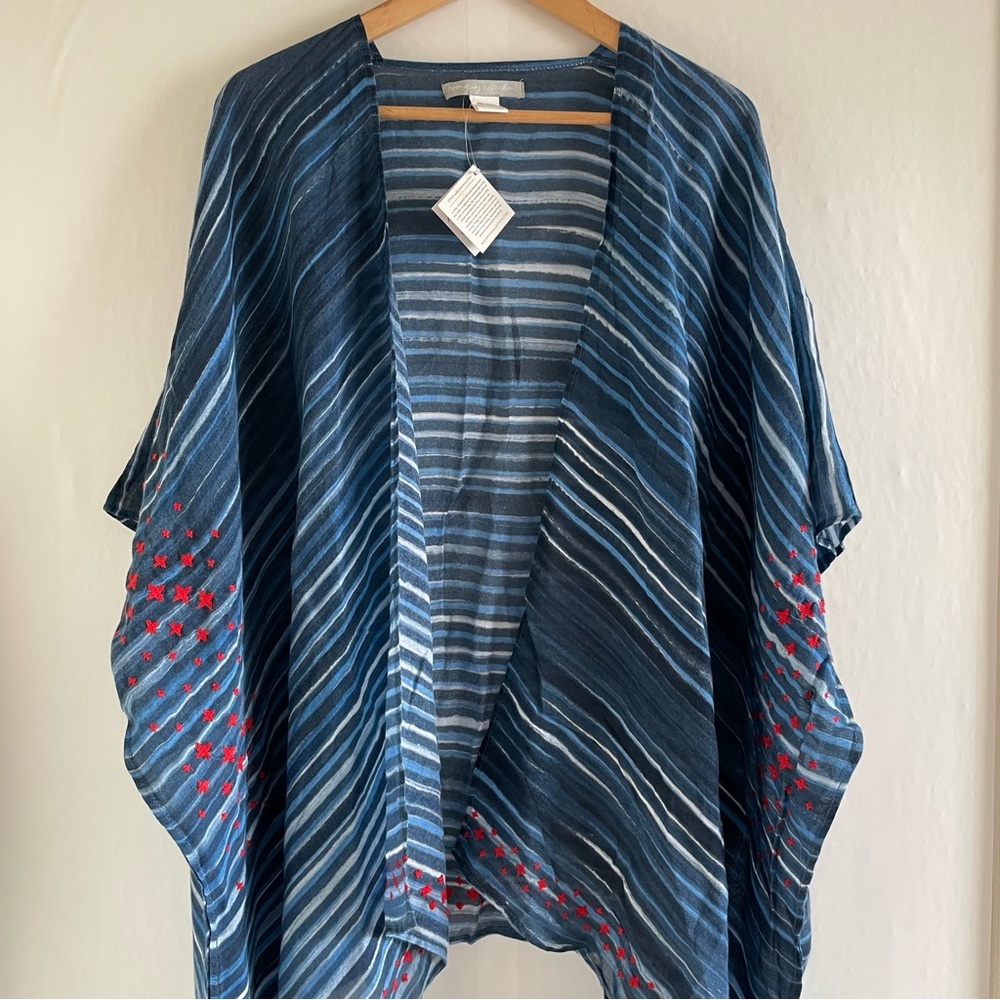 Noonday Collection Blue Embroidered Shawl OS